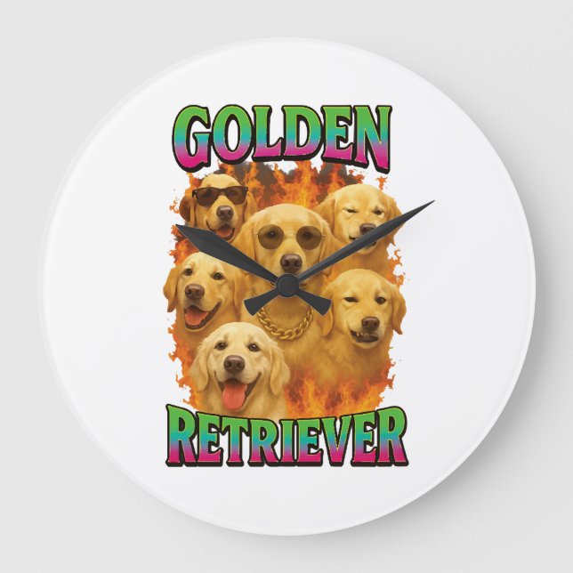 Golden Retriever Large Clock (Front)
