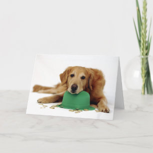 Golden Retriever Leprechaun Card
