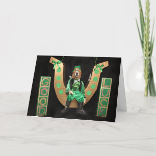 Golden Retriever Leprechaun St Patrick’s Day Swing Holiday Card