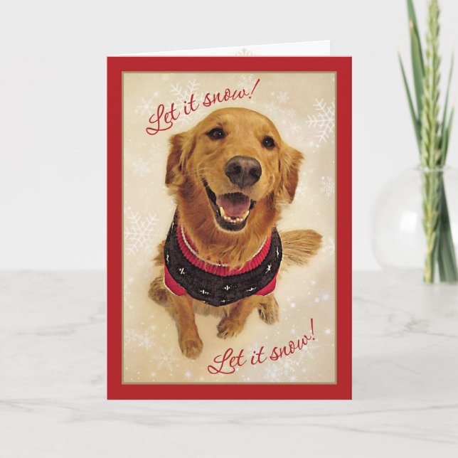 Golden Retriever Let Snow! Christmas Card (Front)