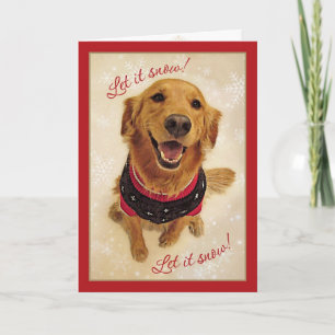 Golden Retriever Let Snow! Christmas Card
