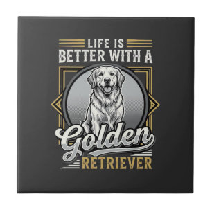 Golden Retriever Life Is Better Dog Ceramic Tile