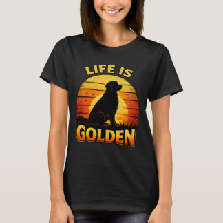 Golden retriever life is golden sunset dog shirt