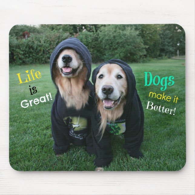 Golden Retriever Life is Great Mouse Pad (Front)