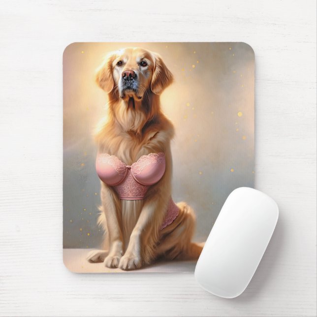 Golden Retriever Lingerie Model Mouse Pad (With Mouse)