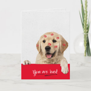 Golden Retriever lipstick kisses birthday Card