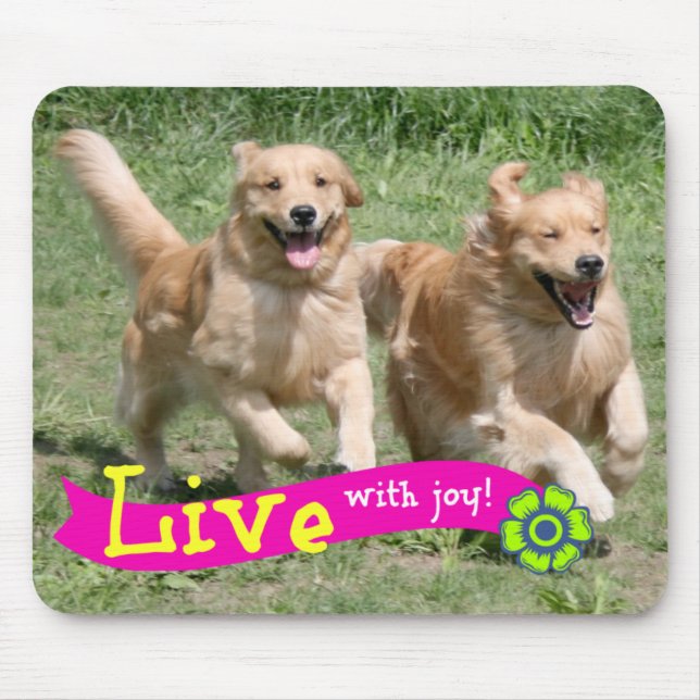 Golden Retriever Live With Joy Mouse Pad (Front)