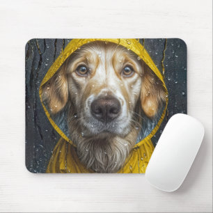 Golden Retriever Looking Out of a Wet Window Mouse Pad