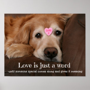 Golden Retriever Love Is Just a Word Poster