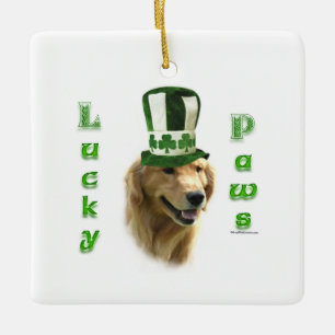 Golden Retriever Lucky Paws Ceramic Ornament