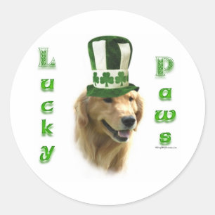 Golden Retriever Lucky Paws Classic Round Sticker