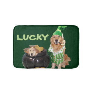 Golden Retriever Lucky Pot of Gold Bath Mat