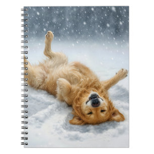 Golden Retriever Making a Snow Angel Notebook