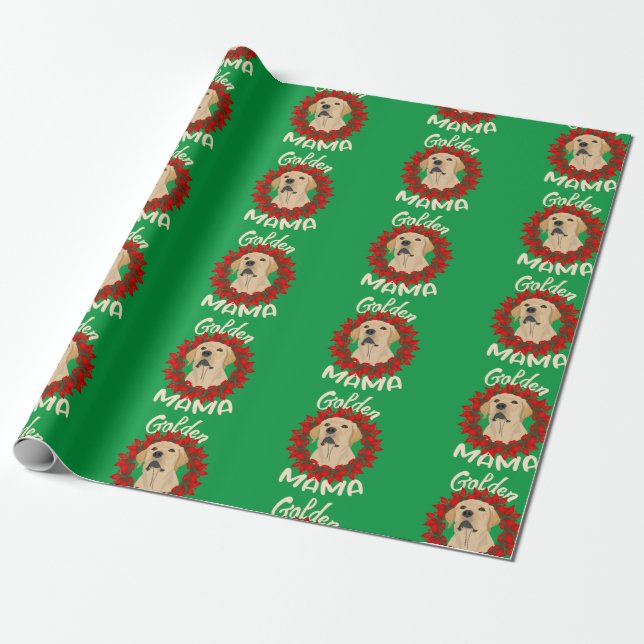 Golden Retriever Mama Dog Lovers Christmas Holiday Wrapping Paper (Unrolled)