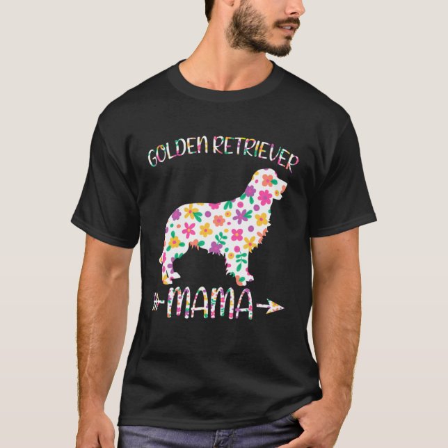 Golden Retriever Mama Floral Dog Mom Mothers Day T-Shirt (Front)