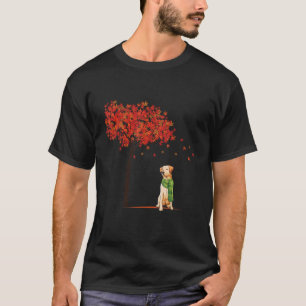 Golden Retriever Maple Tree Thanksgiving Day Cute T-Shirt