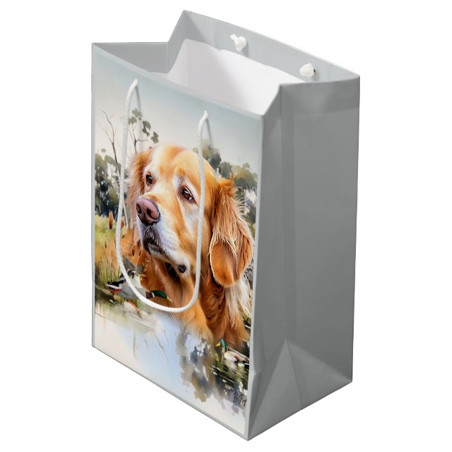 Golden Retriever Medium Gift Bag (Front Angled)