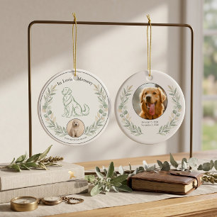 Golden Retriever Memorial Sage Botanical Keepsake Ceramic Ornament
