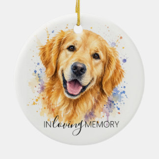 golden retriever memorial watercolour christmas ceramic ornament