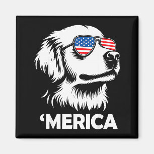 Golden retriever merica patriotic dog 4th of july magnet