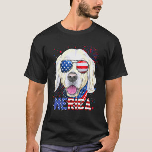 Golden Retriever Merica Sunglasses 4th Of July Ame T-Shirt