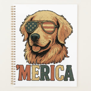 Golden Retriever 'Merica Sunglasses Planner