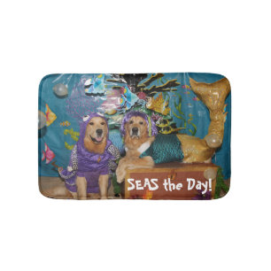Golden Retriever Mermaid and Octopus Seas the Day Bath Mat