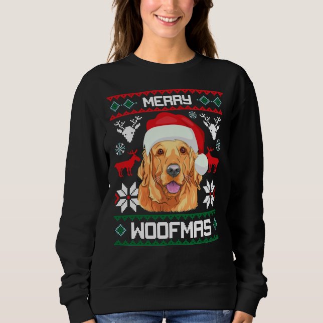 Golden Retriever Merry Woofmas Sweat Dog Christmas Sweatshirt (Front)