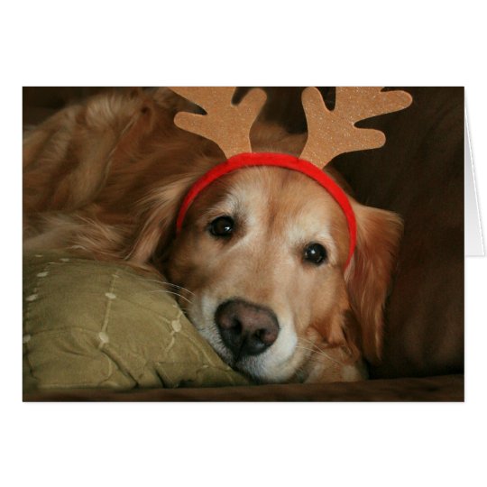 Golden Retriever Miss You Christmas Card