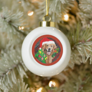 Golden Retriever Mom Cute Dog Breed Ceramic Ball Christmas Ornament