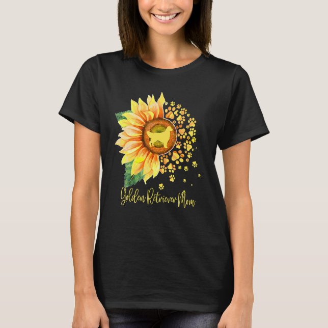 Golden Retriever Mom Sunflower Dog Paw Mother s Da T-Shirt (Front)