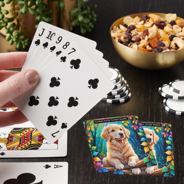 Golden Retriever Monogram kids Old Maid Game Playing Cards (In Situ)