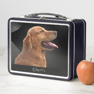 Golden Retriever Monogrammed Metal Lunch Box