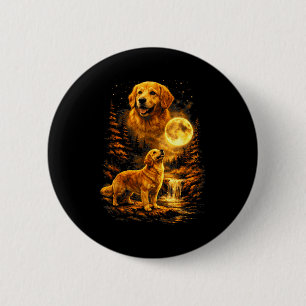 Golden Retriever Moonlit Night Art Dog Howling At 6 Cm Round Badge