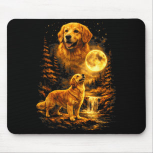 Golden Retriever Moonlit Night Art Dog Howling At Mouse Pad