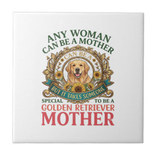 Golden Retriever Mother Dog Sunflowers Bees_1 Ceramic Tile
