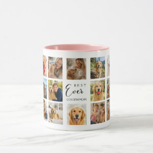 Golden Retriever mother mum photo collage pink Mug