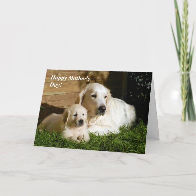 Golden Retriever Mother's Day Mum and Puppy Card (Front)