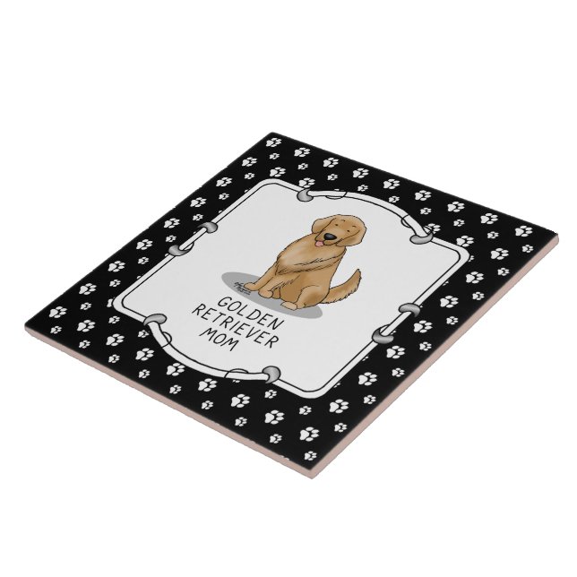 Golden Retriever Mum - Cute Dog Mum Ceramic Tile (Side)