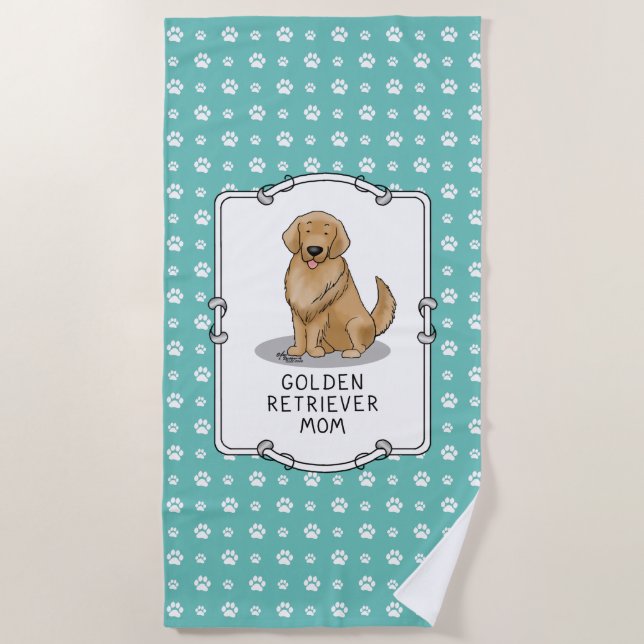 Golden Retriever Mum - Dog Mum Beach Towel (Front)