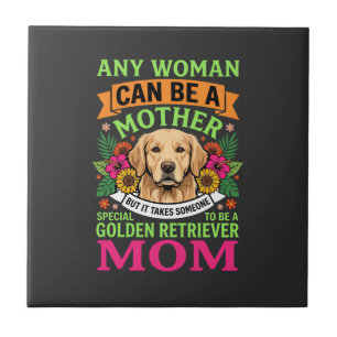 Golden Retriever Mum Floral Dog Lover Ceramic Tile