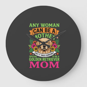 Golden Retriever Mum Floral Dog Lover Large Clock