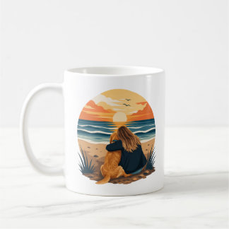 Golden Retriever Mum Life Beach Sunset Coffee Mug