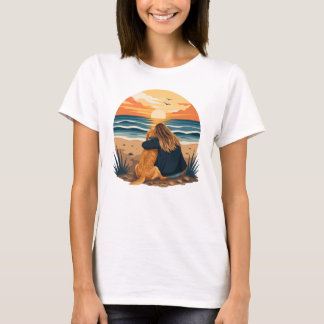 Golden Retriever Mum Life Beach Sunset T-Shirt
