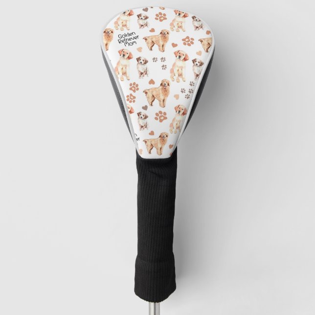 Golden Retriever Mum Pattern Golf Head Cover (Front)