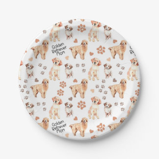 Golden Retriever Mum Pattern Paper Plate