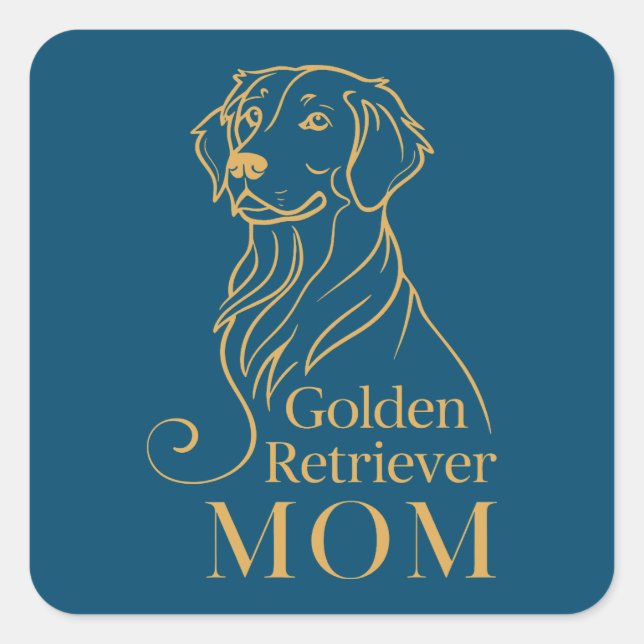 Golden Retriever Mum Square Sticker (Front)