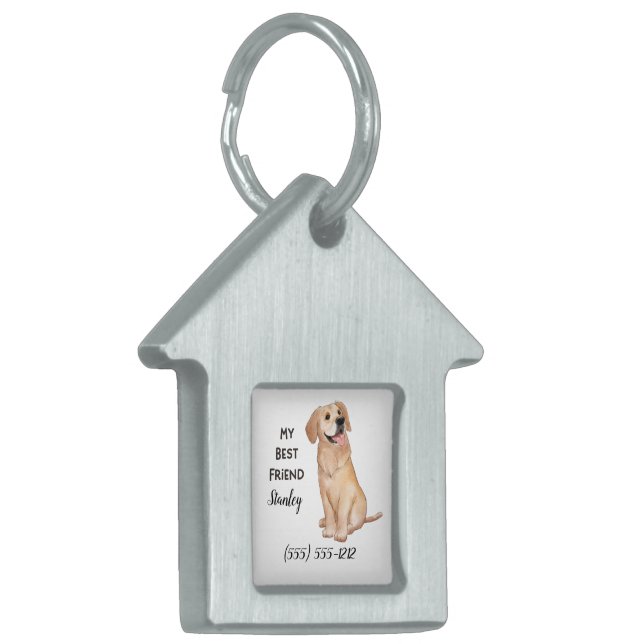 Golden Retriever My Best Friend Custom Dog House Pet ID Tag (Front Left)