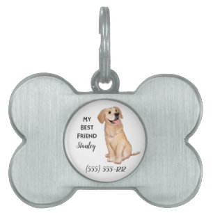 Golden Retriever My Best Friend Custom Dog Name Pet ID Tag