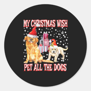 Golden Retriever My Christmas Wish Pet All The D Classic Round Sticker